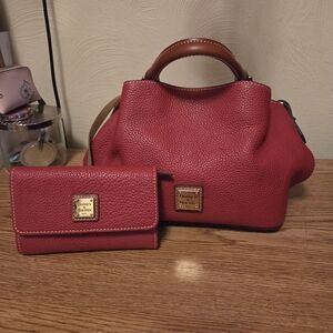 Dooney & Bourke Red Pebbled Leather Satchel and Wallet